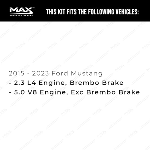 Image of Max Advanced Brakes Front Brake Kit Compatible With 2015-2023 Ford Mustang w /2.3L Brembo Brake 5.0L Excl. Brembo Brake Replacement Geomet Coated OE Disc Brake Rotors and Ceramic Brake Pads