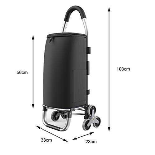 Shopping Trolley Bag Foldable Aluminum Alloy Shopping Cart Effortsaving Shopping Cart Climbing Stairs Large Capacity Shopping Cart (Color : Black+1, Size : 3328103Cm) #TOP6
