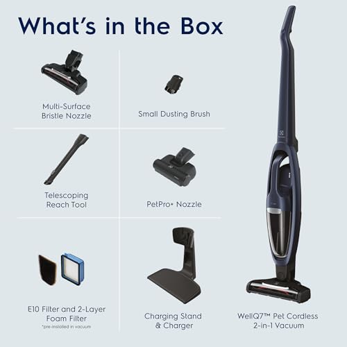 Image of Electrolux WellQ7 Pet Cordless 2-in-1 Vacuum Cleaner with Motorized PetPro+ Nozzle for Easy Pet Hair Removal, 50-Minute Run Time, 2 Power Modes, Indigo Blue