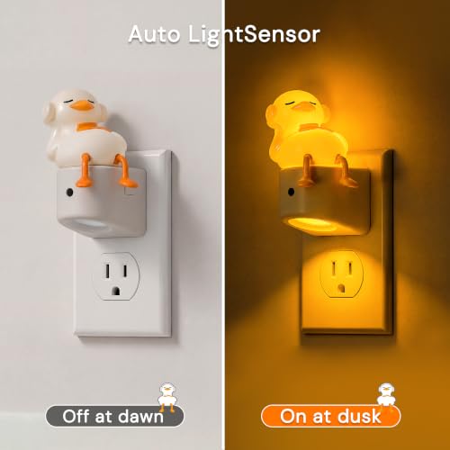 Image of L LOHAS LED Plug in Night Light for Kids, Color Changing LED Night Light | Cute Duck, Dusk to Dawn Sensor, Christmas, Birthday Gift Nightlight for Girls & Kids, Room Decor, 2 Pack