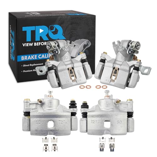 Image of TRQ Front and Rear Brake Caliper Set Zinc Coated Brackets Compatible with 1992-2000 Honda Civic 1993-1997 Civic del Sol