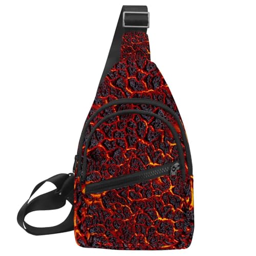 Bolsa de pecho para hombre multicolor con diseño de superficie volcánica