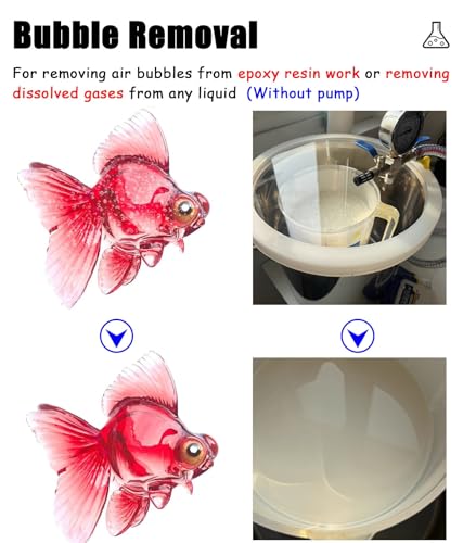 Oracra Vacuum Chamber Heavy-Duty Vacuum Chamber Kit 100 72 51 35 20 19 12 6 L, Wood Stabilizing Degassing Pressure Pot with Acrylic Lid, Resin Bubble Vacuum Barrel(5 Gallon/19L)