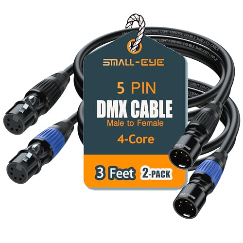 SMALL-EYE 5 Pin DMX Cables 3 ft 2-Pack, 4-Core Male to Female