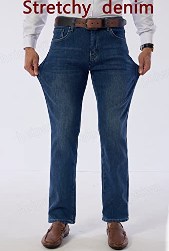 heipeiwa Men's Winter Fleece Lined Jean Thermal Relaxed Fit Warm Denim Pants4