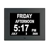 LaMi 7 inch Digital Day Clock with 8 Alarm,Auto-Brightness,Extra Large Non-Abbreviated Day & Month,