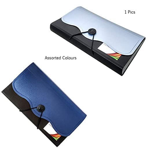 Image of KANAbee Expanding Cheque Book Holder Case, 12 Pocket Multi Passbook Holder /Bill Folder /Passport /Memo Cards /Cash Storage Pouch Organizer with Elastic Swing (Pack of 1) (Pack of 1)