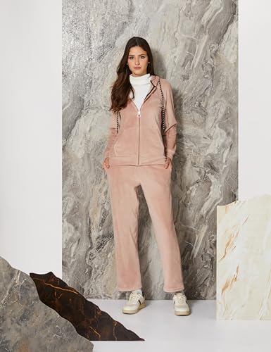Image of Amazon Brand - Symbol Womens Velour Hodded Sweatshirt and Bottom Co-ord Set (Available in Plus Sizes)