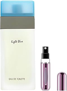 Bundle- Perfume For Women Light Blue Eau De Toilette Spray 0.84 Oz With 5 Ml Refillable Atomizer Ounce