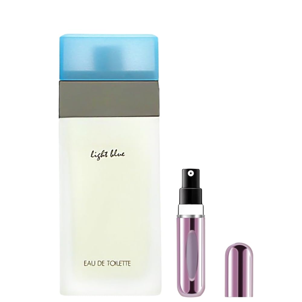 Bundle- Perfume For Women Light Blue Eau De Toilette Spray 0.84 Oz With 5 Ml Refillable Atomizer Ounce