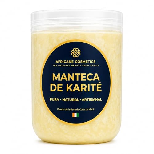 Manteca de Karité Pura, Bio, Vegana, 1kg, de Costa de Marfil sin refinar de Africane Cosmetics