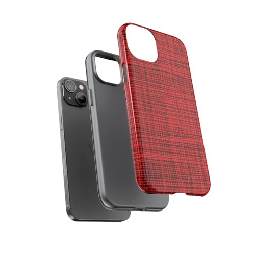 Coque iPhone 14 Plus robuste anti-rayures motif écossais rouge brillant