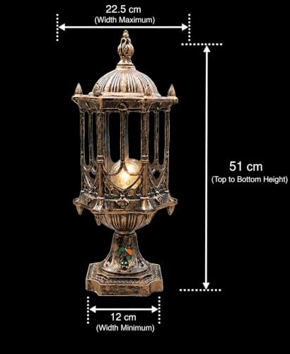 Image of Weldecor Antique Waterproof Outdoor Gate Pillar Light, Aluminium Die-Cast Exterior Main Gate Lamp Set of 2 | LED Compatible Rustproof Lights for Home Garden, Compound & Boundary Wall