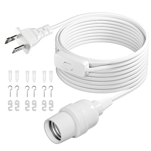 DiCUNO Pendant Light Cord, for Hanging Paper Lantern, 20 Ft, White, 1-Pack