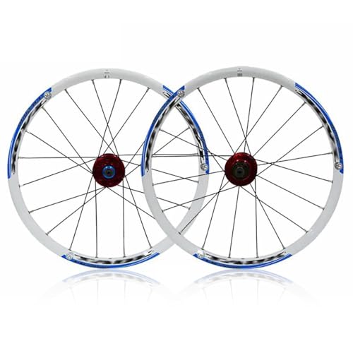 20�C���` 406 �}�E���e���o�C�N�p�z�C�[���Z�b�g �A���~�������� �N�C�b�N�����[�X 9x100mm/10x135mm �t�����g�E���A�p�܂肽���ݎ��]�ԃz�C�[�� �f�B�X�N�u���[�L 20H/24H �n�u 7/8/9���J�Z�b�g�Ή�(White-Blue)