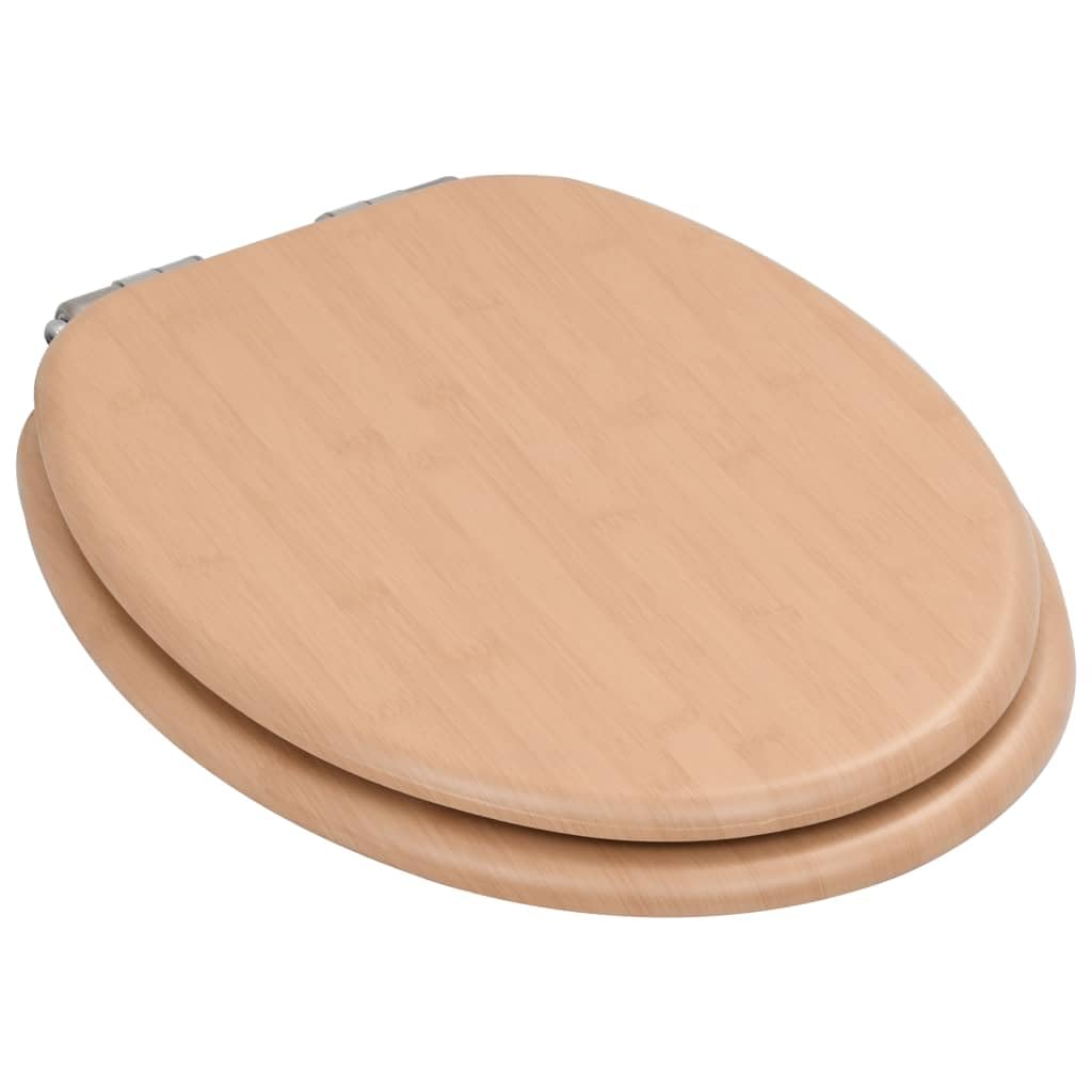 Sedile WC sedile sedile sedile in MDF Coperchio con chiusura morbida bambù 02_0002896