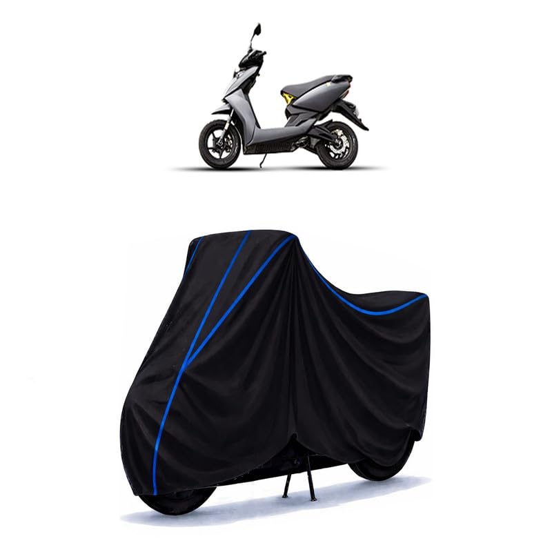 Image of Scooty Cover Water Resistant for 450X Pro | Universal Scooter & Bike Cover | Heavy Duty UV Dust, Rain & Scratch Protection | Elastic Fit All Weather Indoor Outdoor | Black with Blue Piping