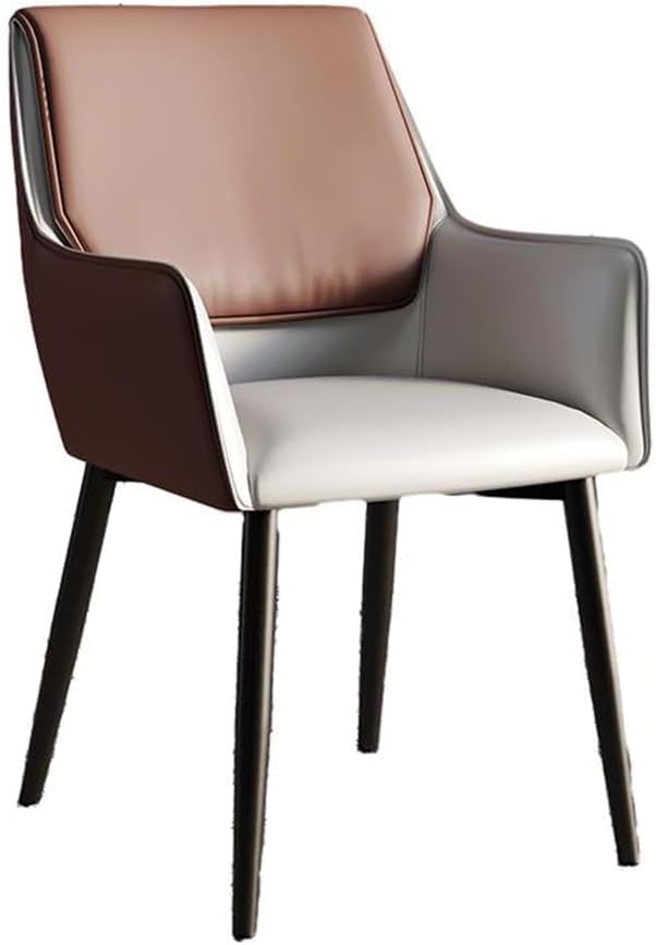 Sillas de comedor de piel sintética con respaldo tapizado y patas de metal sólido para comedor, sala de estar, cocina y dormitorio