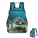 OUSIKA Mochila de moda informal de viaje, ligera, para laptop, buceo bajo el agua, tortugas marinas, mochilas para laptop para mujeres y hombres, Negro, Talla única