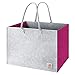 Bellzacasa Filztasche, Filz Einkaufstasche faltbar Shopper Tragetasche Damen Kaminholztasche Filz Holztasche Shopping Bag zusammenklappbar Einkaufskorb Hellgrau/Rose