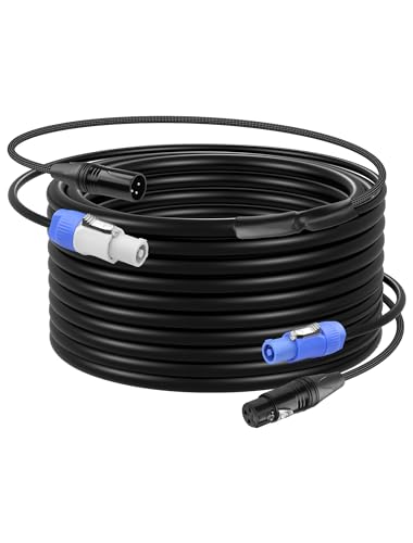 CERRXIAN 24.6 FT PowerCon and DMX Extension Cable, 13AWG AC Power DMX 3Pin XLR Signal Combo Cables for Stage Lighting, Concerts, Events