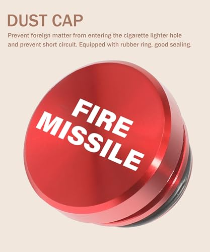Image of bylikeho Cigarette Lighter Plug Cover,Aluminum Cigarette Lighter Plug Plug,Car Accessories Button Decorations Plug,Fits Most Automotive Vehicles Boats with Standard 12 Volt Power Source (Red /Fire)