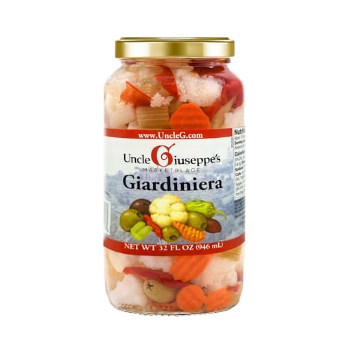 Uncle Giuseppe’s Giardiniera – 32 fl oz Jar – Italian-Style Pickled Vegetable Medley, Crisp & Zesty...