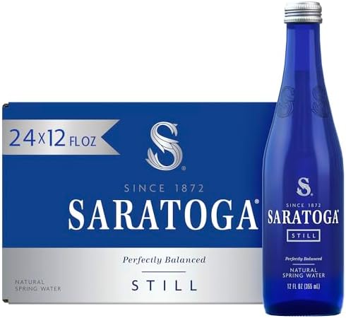 Saratoga Spring Water Bottles, 24 Pack โ Still Bottled Water - Glass Bottles - 12 Fl Oz