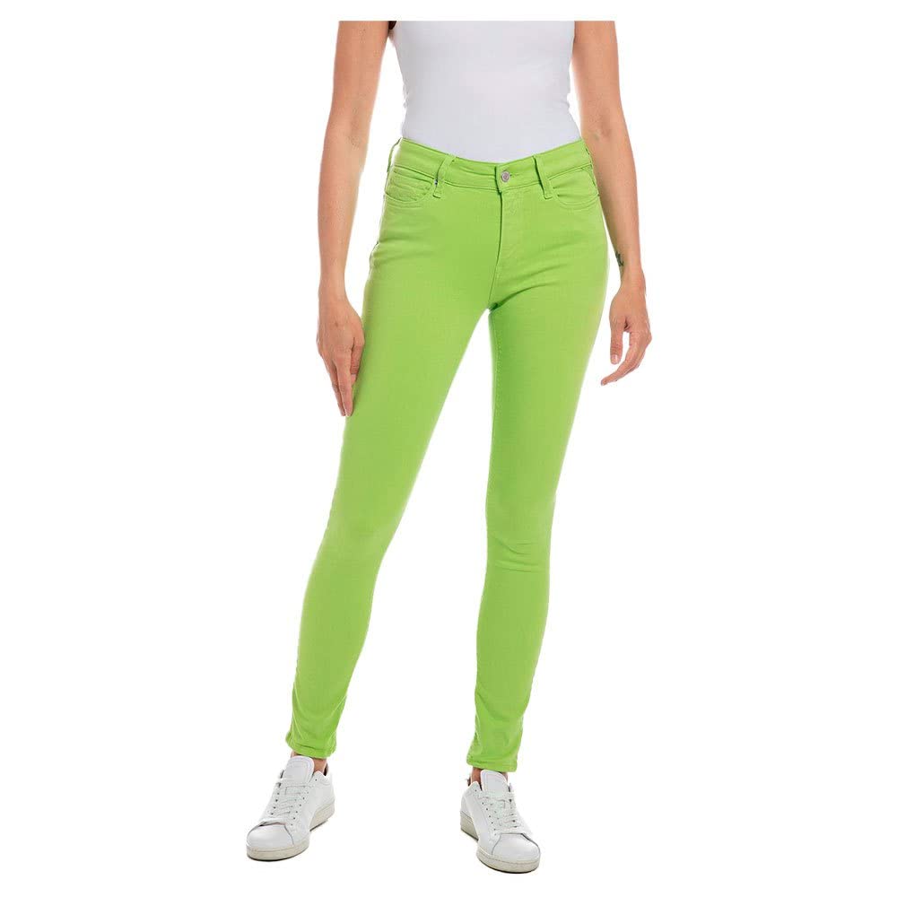 Replay Damen Jeans Luzien Skinny-Fit Hyperflex Colour X-Lite mit Stretch, Apple Green 675 (Grün), 29W / 28L