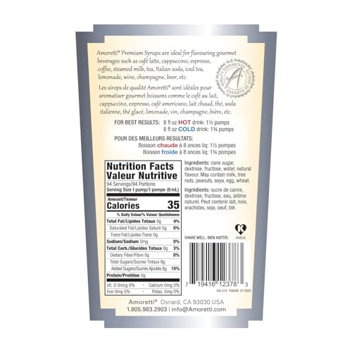 Amoretti - Premium Green Tea Syrup, 94 Servings Per Bottle (750 ml), with Pump for Flavoring Coffees, Cocktails, and other Beverages, Gluten Free, GMO/GEO Free, Preservative Free