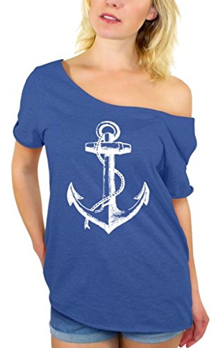 Awkwardstyles Women's Anchor White Off Shoulder Tops T-Shirt + Bookmark