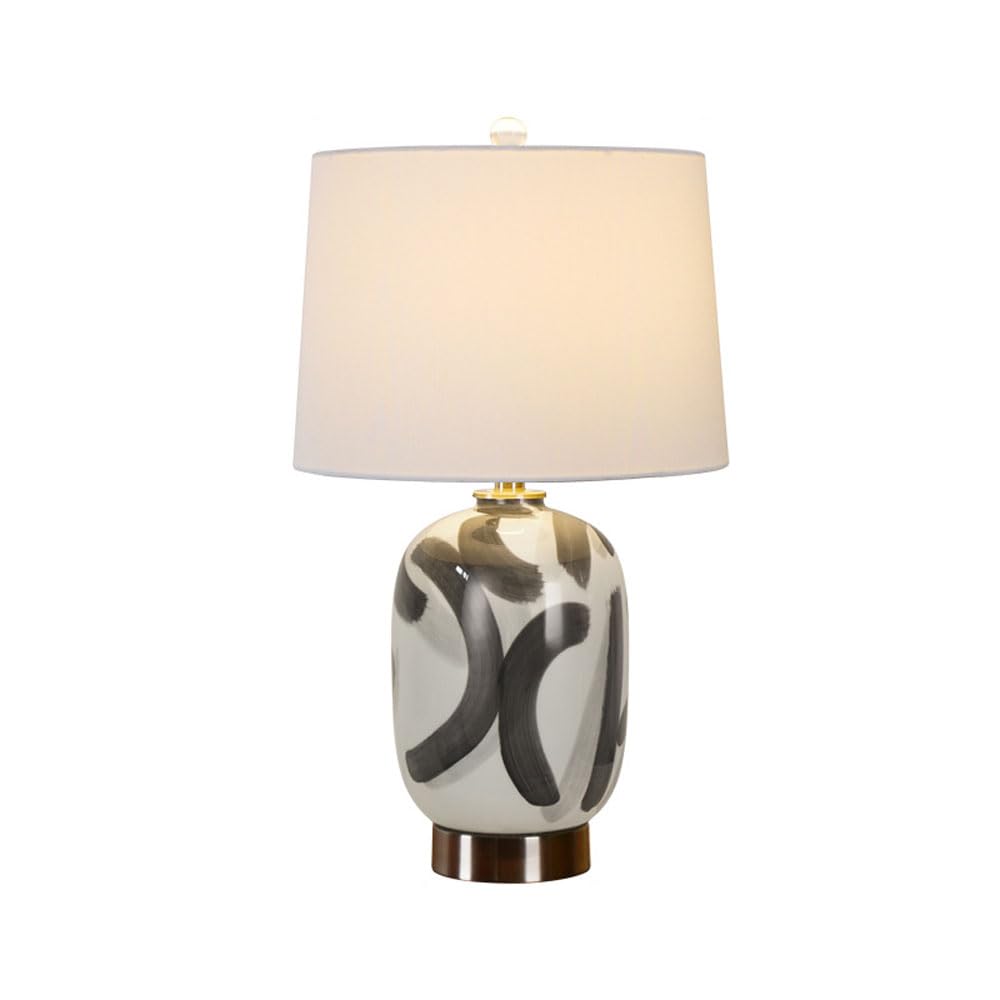 asdchZen 23.6" Ceramic Table Lamp Contemporary Classic Bedside Desk Nightstand Lamp Handmade Ink Splash Lamp Body For Bedroom Living Room Office College Bookcase-B,B