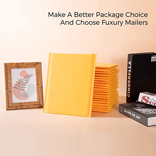 Fuxury Kraft Bubble Mailers 8.5X12 Inch 25 Pack, Strong Adhesion Padded Envelopes #2,Self Seal Bubble Envelopes, Padded Mailers，Book Mailers Packaging For Small Business,Yellow #TOP3