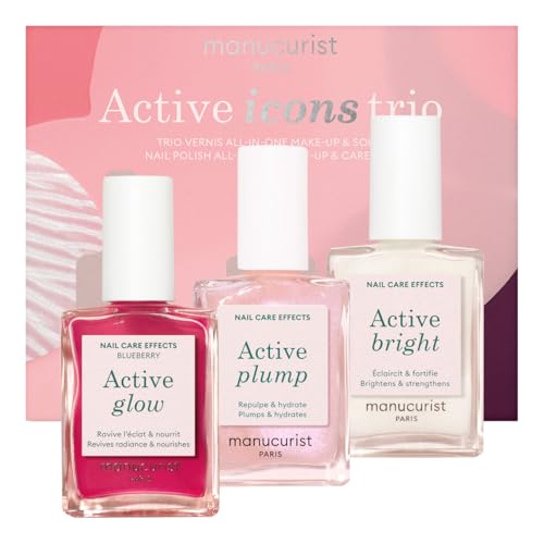 Manucurist Active Icons Trio Nagellack Active Glow Blueberry Active Shine Active Plump Nagellacke Nagelhärter Aufhellender Behandlungslack & Pflege Made in France