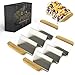 Taco Holder Stand - Set of 2 with Premium Bamboo Wood Handles | Gourmet Restaurant Style Stainless Steel Taco Holders Serving Tray with Dividers