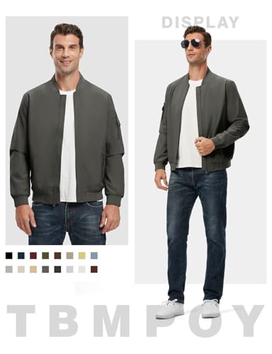 Image of TBMPOY Men's Windproof Bomber Jackets Lightweight Track Jackets Windbreaker Outdoor Golf Fashion Coat