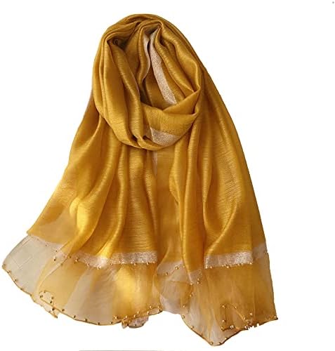 Fashion silk scarf classic imitation silk shawl with gold rim beaded Sunscreen Shawls Long Scarves (11)