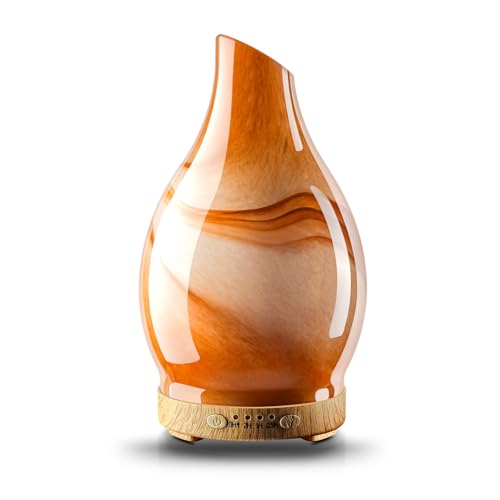 JOYOLO Essential Oil Diffuser, 120 ml Glass Aromatherapy Diffuser with 7 Color Lights, Auto Shut-Off and 4 Timer Settings, Ultrasonic Cool Mist Diffuser for Home Room Office (Dessert)