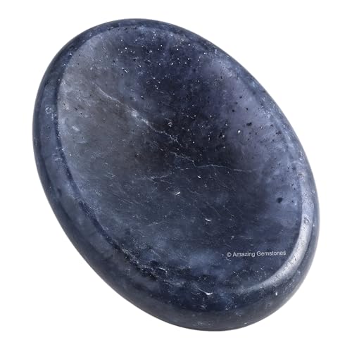 Image of Amazing Gemstone Iolite Worry Stone, Healing Crystals - Piedra Crystal Fidget for Gift, Meditation, Calming, Relaxation, Stress Relief