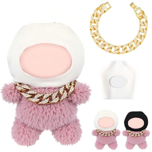 Simgoing 17cm Doll Headgear & Gold Necklace Outfit Accessories Set for Stylish Adorable Dolls Cool Bold Streetwear Look Doll Accessories Suit for Dress Up, Play & Collector Display(White)