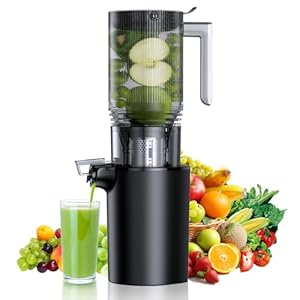 Cold Press Juicer, Slow Masticating Juicer with “6.1” Extra Large Feed Chute Fit Whole Fruits & Vegetables, Juicer Machines with 2 Cups, Easy to Clean and High Juice Yield