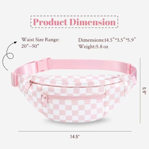Image of MAXTOP Fanny Packs for Women Checkered Crossbody Bag with 4-Zipper Pockets Large Belt Bag Waist Pack for Travel Festivals Concerts Theme Parks and Everyday Use