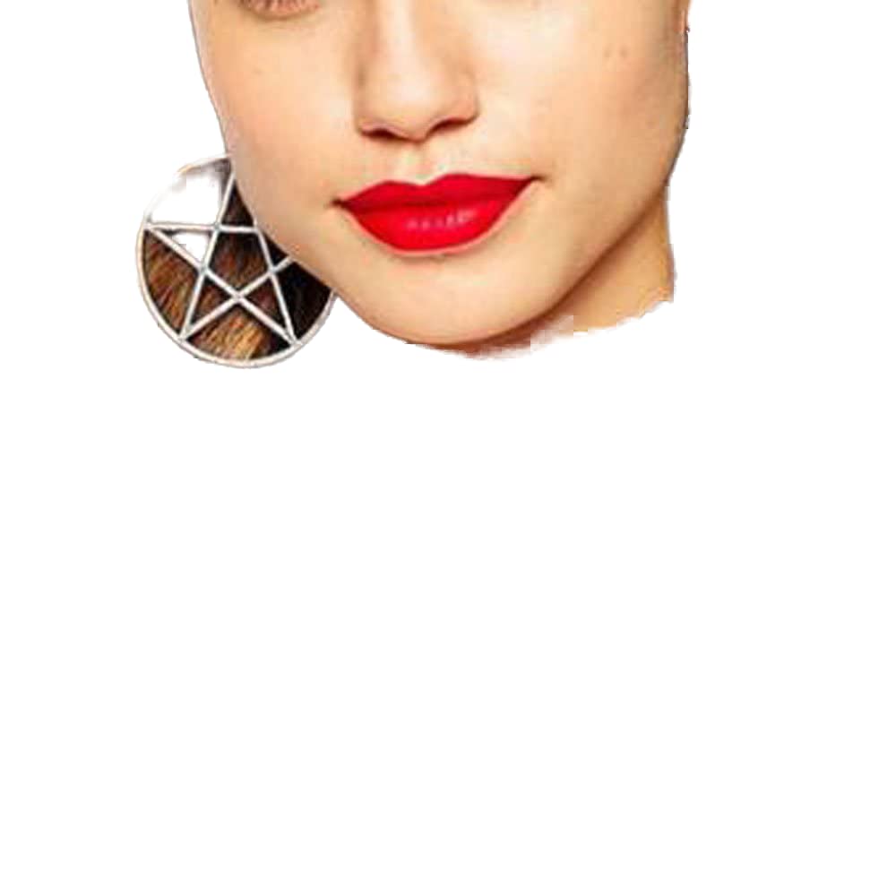 FXmimior Fashion Women Vintage Silver Pentacle Pendant Dangles Earrings for Girl Women image
