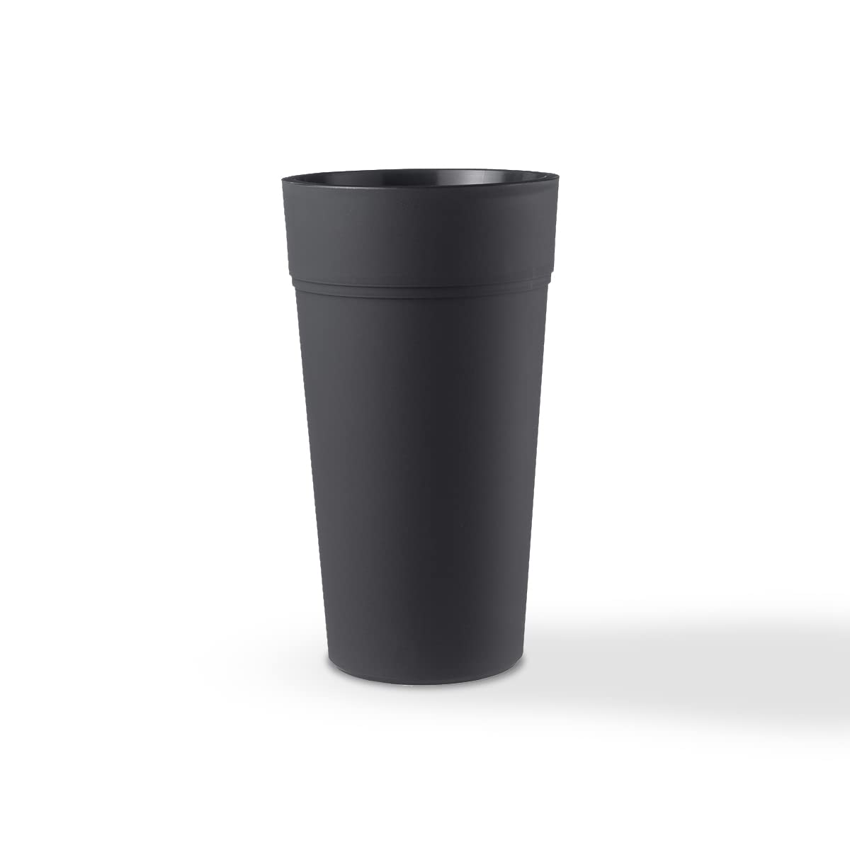 Teraplast Stem Altezza 65cm - Vaso Alto Da Esterno E Da Interno In Plastica Opaca, Colore Antracite, 100% Riciclabile Con Riserva D'Acqua. Portavaso Alto A Base Circolare.