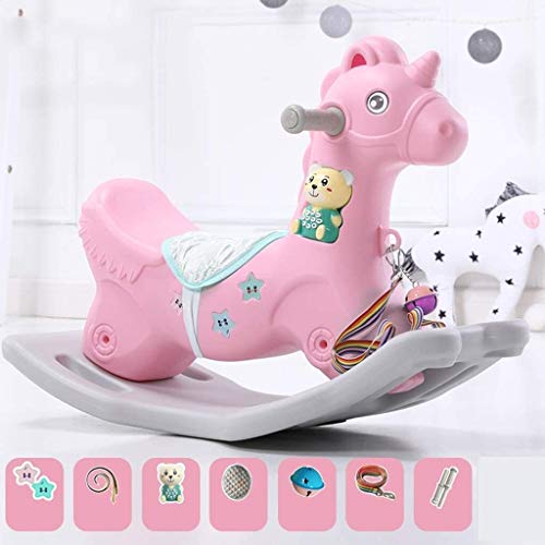 ZHANGYUEFEIFZ Schaukelpferd Plüsch Schaukeltier Pferd Rocking Horse-Kinderstuhl-Kindergarten-Baby-Plastikmusik Kann… – Bild 3