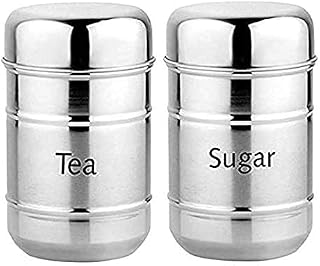 ZAVIAN Stainless Steel Tea-Sugar Container (Set of 2 Pcs) 500ML Each Silver Steel Dabba for Tea Sugar Coffee for Kitchen, Tea stall Daily use Also for Gift