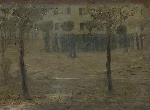 Affiche Fritz Von Uhde peinture d art haut de gamme de la cour de la caserne 60x90