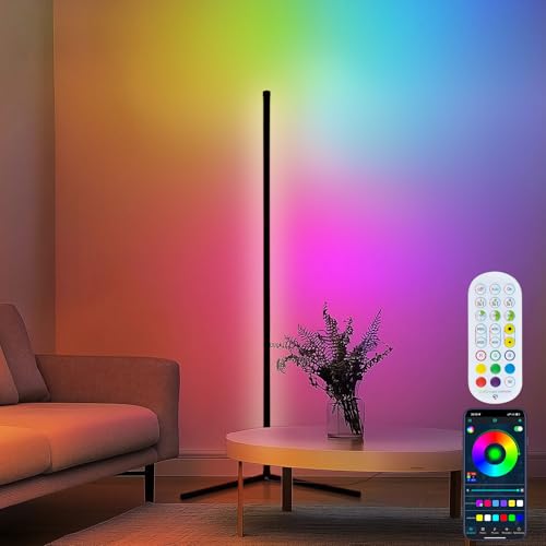 CROWNSHOP RGB Floor Lamp with Bluetooth App Control