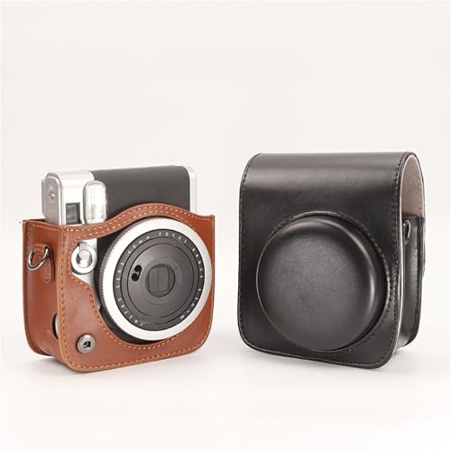 Custodia Protettiva Compatibile con la Fotocamera Istantanea Mini 90 da Viaggio Rigida pelle PU con Tracolla BLACK