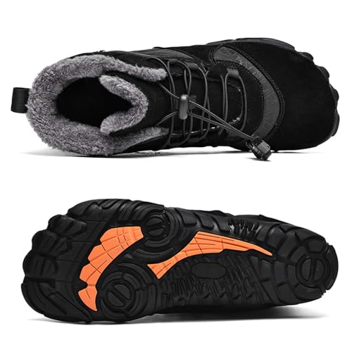 Men’s Wide Toe Box Barefoot Snow Boots Warm Fur Lined Winter Waterproof Anti-Slip Zero Drop Sole Casual Walking Sneakers Outdoor Hiking Climbing Shoes2